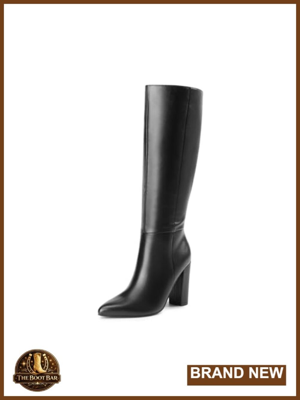DREAM PAIRS Women's Knee High Boots Faux Leather Block Heel Zip